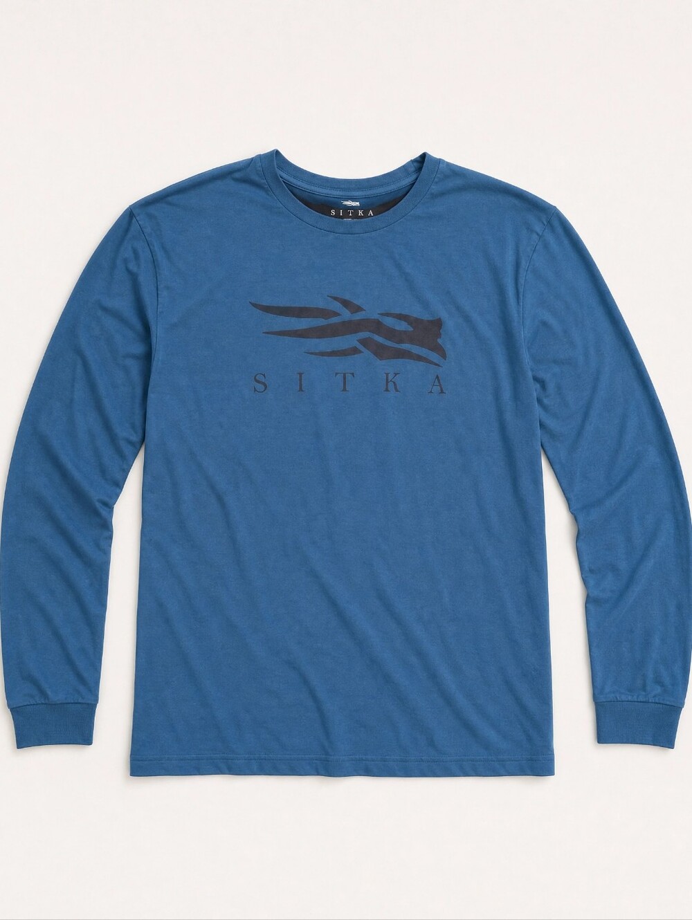 Sitka Men's Long Sleeve Tee in Teal Blue with Logo